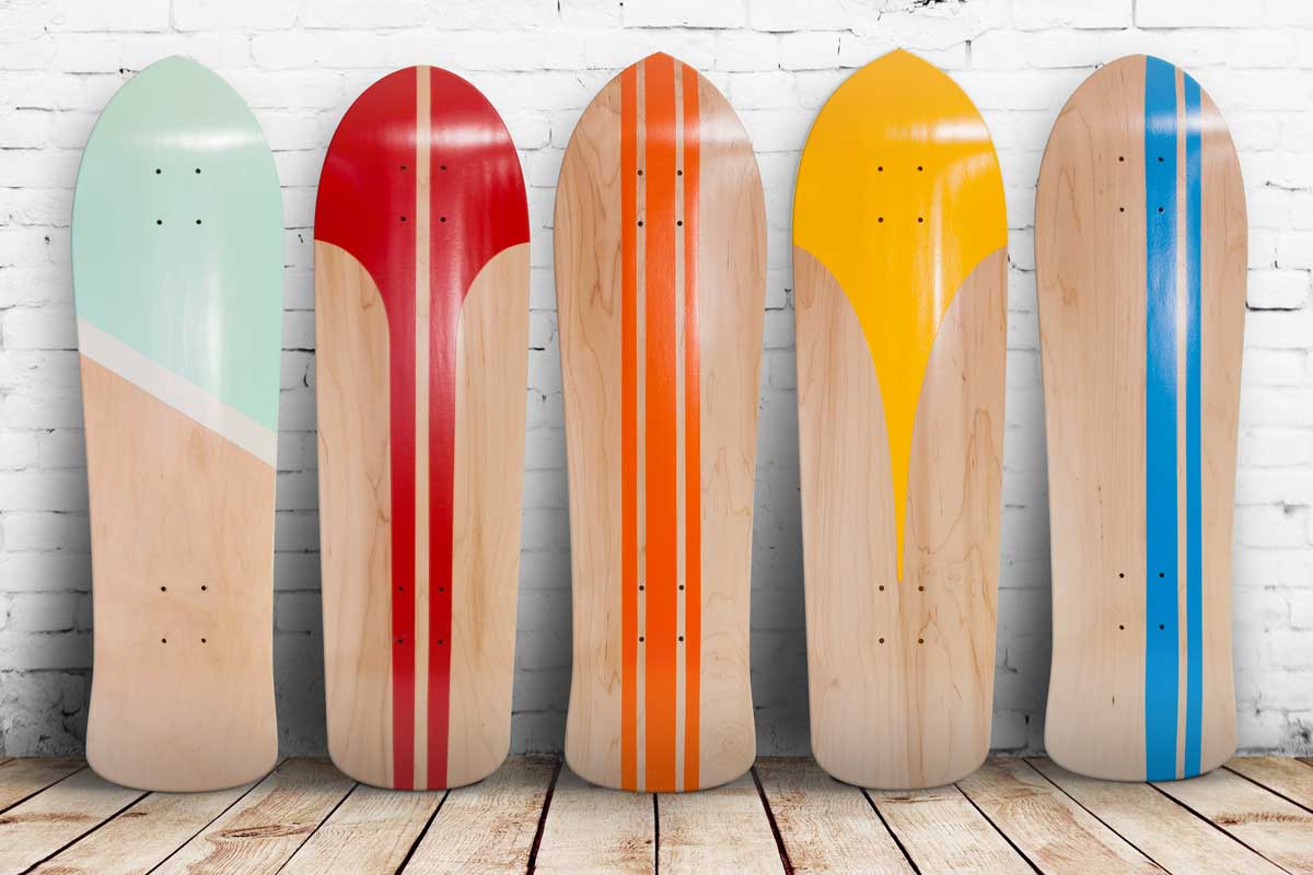 Finished hand-made skateboards