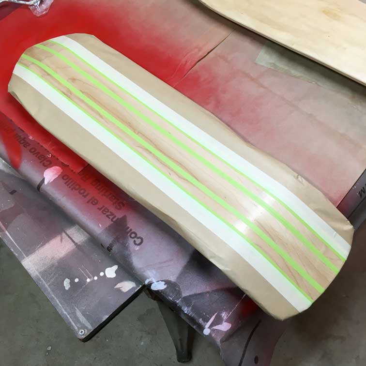 Skateboard taped for painting