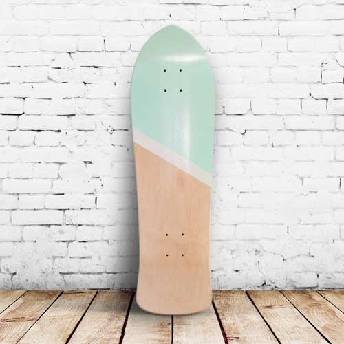 Finished skateboard seafoam and white